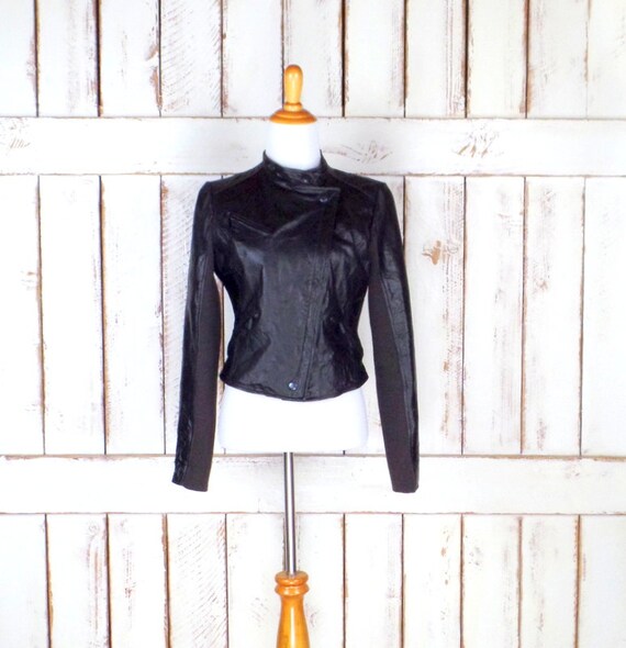 Vintage 90s dark brown leather motorcycle bomber jacket/fitted