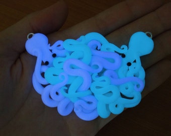 Large Hugging Glow In The Dark Octopus Necklace
