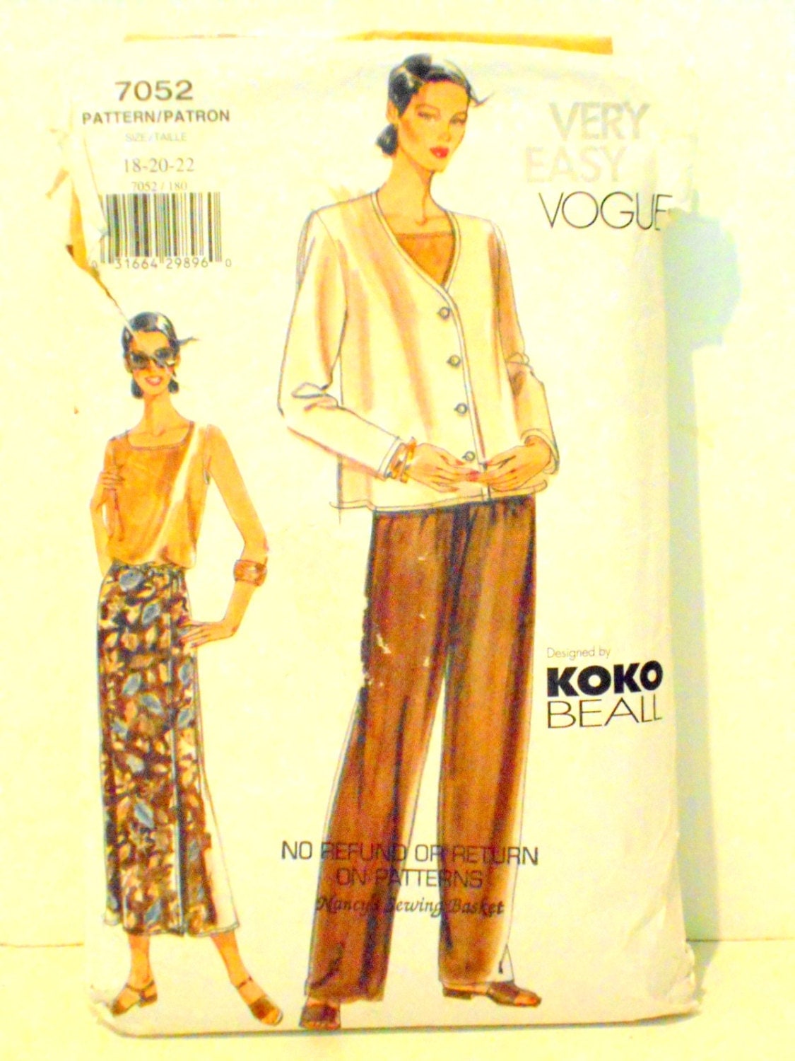 Very Easy Vogue Pattern 7052 Plus Size 18 22 Designed by