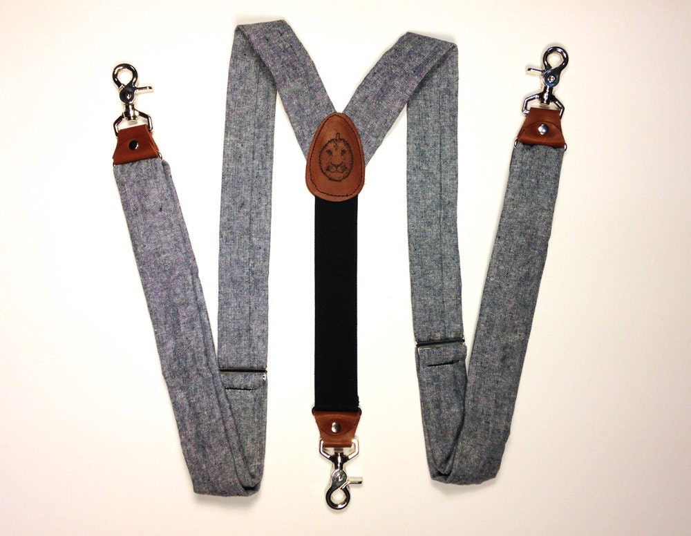 Snap Hook Men's Suspenders // Blue Linen // 1.5 inches