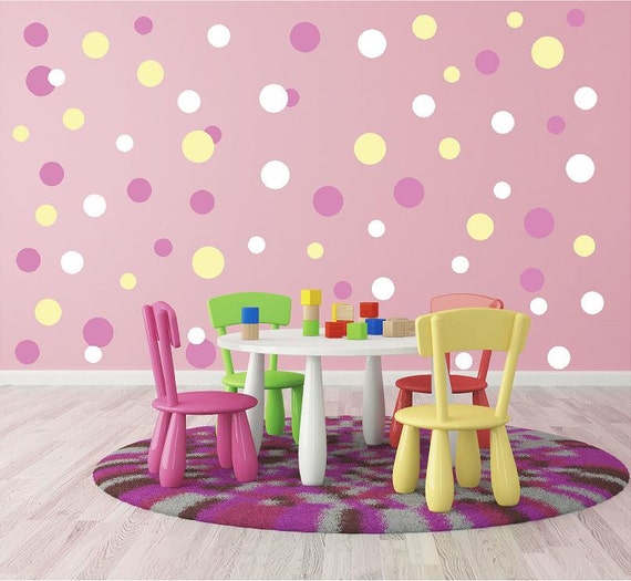 Mini Circle decals, Mini Polka Dot Decals, Bubbles wall decals, Tiny dot decals, Small circles decals, Circus Wall Decals