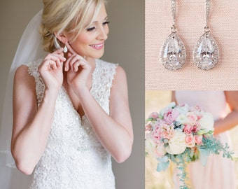 Crystal Bridal earrings Wedding jewelry Swarovski, Crystal Wedding earrings Bridal jewelry, Ariel Drop Earrings
