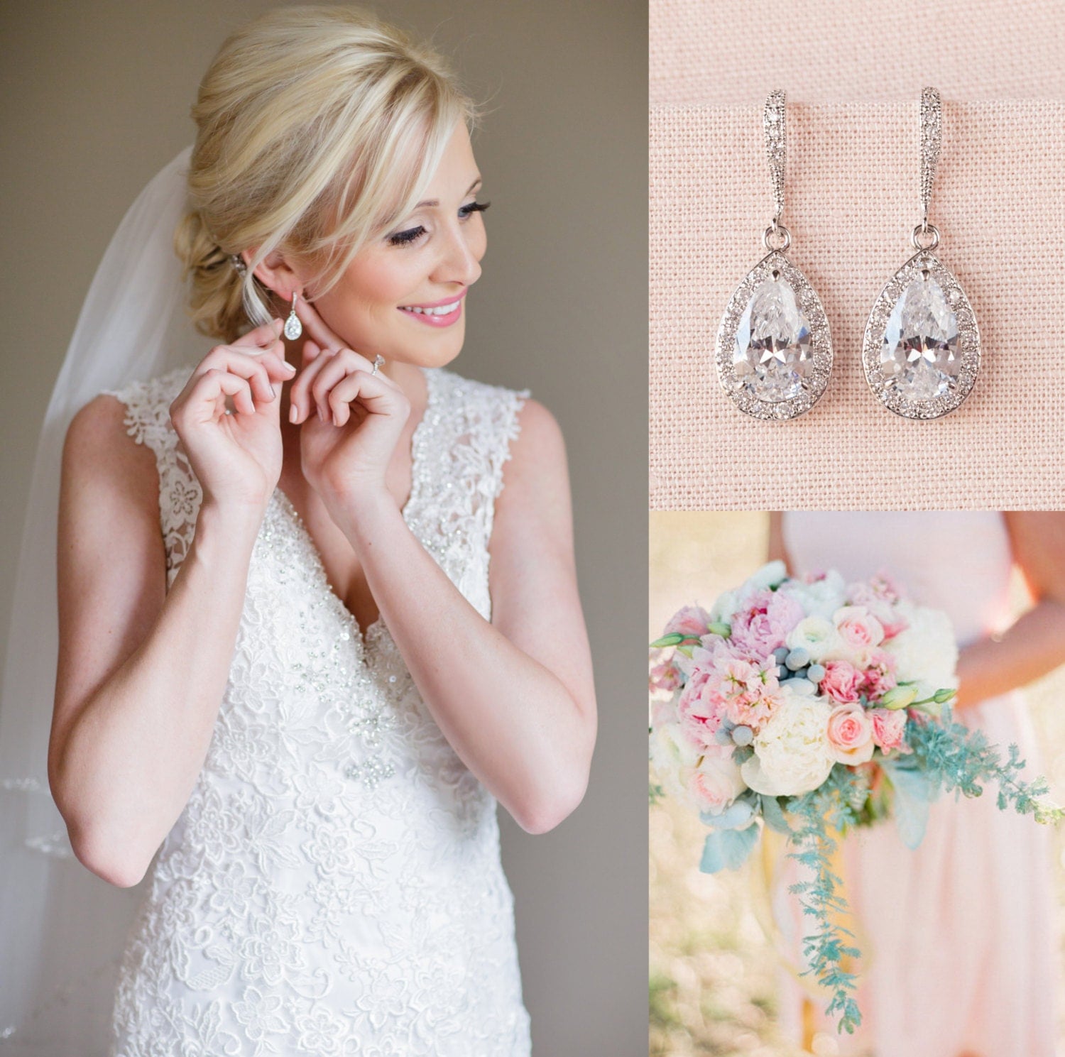 Crystal Bridal earrings  Wedding jewelry Swarovski, Crystal Wedding earrings Bridal jewelry, Ariel Drop Earrings