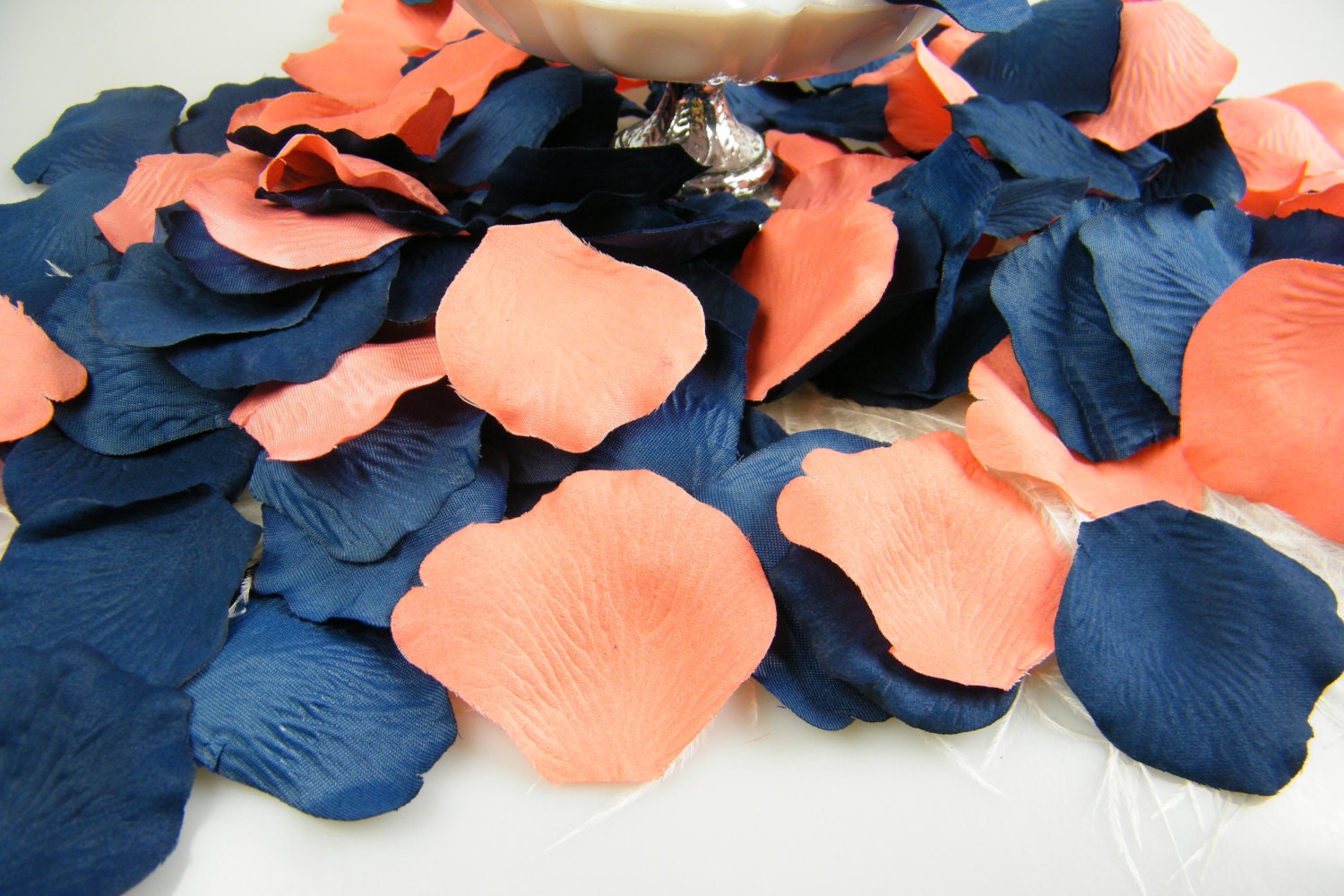 Coral and Blue Rose Petals 200 Artificial Petals by MorrellDecor