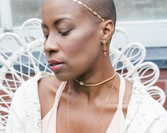 Ursalima choker - snake chain and crystal necklace - gold plated 18k - avant-garde witchcraft - bridal necklace