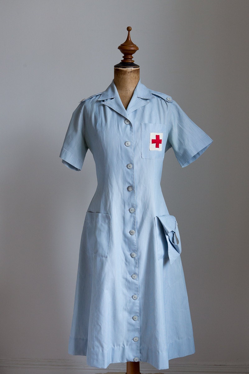 1940s Nurse Uniform Dress With Hat