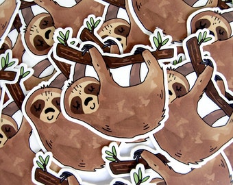 Sleeping Sloth Sticker - Vinyl Stickers / Sloth Gift / Laptop Sticker / Illustrated / Large Sticker / Die Cut