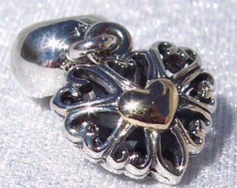 Filled With Love, Pandora Charm, In Store Exclusive, Silver 14K Gold, Dangle Charm, Open Work Heart, Pendant Charm, 925 Ale FREE SHIPPING