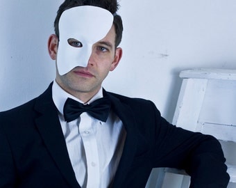 Black or White Leather Phantom of the Opera Mask, Masquerade Ball