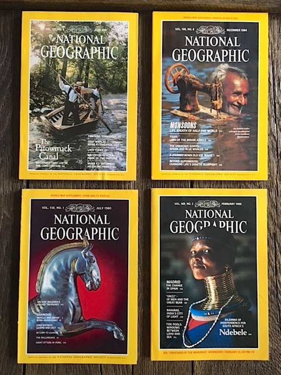 4 Vintage National Geographic Magazines 4 National By WoodWell