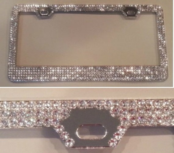 Swarovski Bling Crystal License Plate Frame 6 rows with or