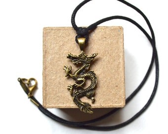 Necklace - Bronze Dragon - For Men - Handmade