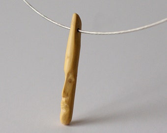 Head XI - minature sculpture wooden jewelry, unique wood necklace,