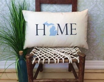 Michigan Pillow, Long Pillow, Home Pillow, State Pillow, Home Decor, House Warming Gift, House Warming Pillow, Custom Pillow, Lumbar