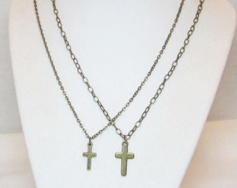 Gold Cross Necklace - Men's Cross Necklace - Women's Cross Necklace - Unisex Jewelry