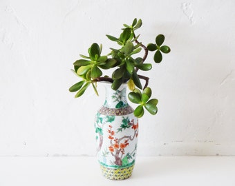 Vintage 19th-Century Kangxi Famille Verte Baluster Vase