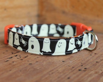 Halloween Dog Collar - Glow-in-the-Dark Ghost Print