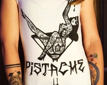 Débardeur Blanc Fille - Gilet Simple - Tatouage - Funky Queen - Taille M - Neuf