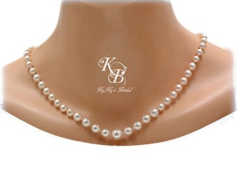 Real Pearl Necklace, Fine Jewelry, Genuine Pearl Necklace, Freshwater Pearl Necklace, Swarovski Pearl Necklace, Anniversary Gift