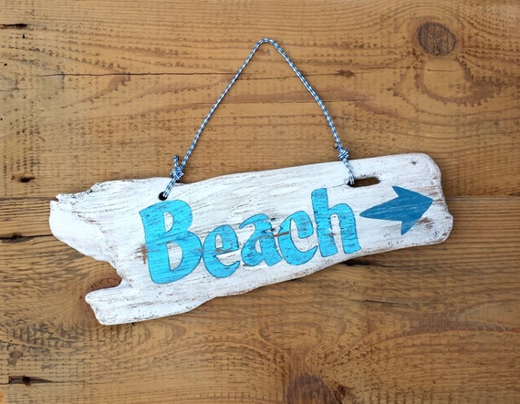 Beach arrow sign driftwood beach pool lake hand by MrsRshop