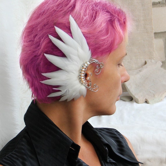 Ear Cuff Feather Ear Cuff White Feather Ear Cuff For by Nastasy