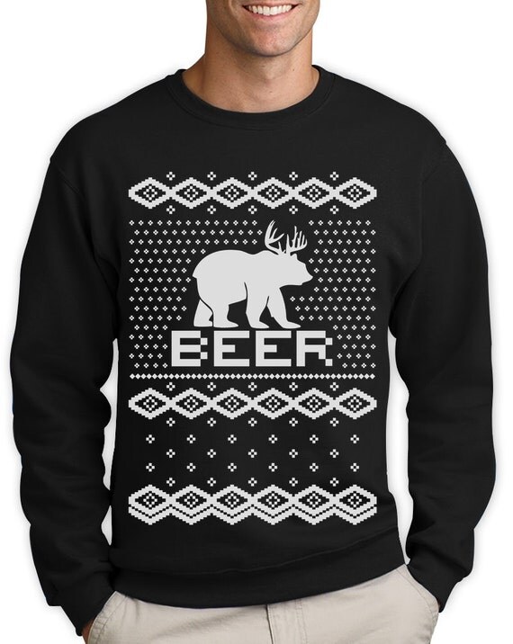 Beer Ugly Christmas Sweater Men Sweatshirt Funny Bear