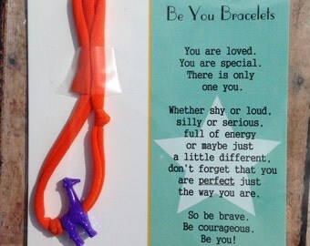 Be You Bracelet- Orange w/Purple Giraffe - Useful in Helping With Fidgeting, Sensory Needs, Separation Anxiety, Positive Reinforcement