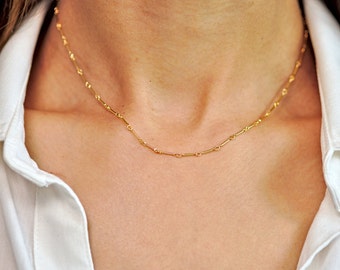 Simple Gold Chain, Simple Gold Necklace, Simple Gold Filled Necklace, Simple Necklace, Bar Chain Necklace, Dainty Gold, Delicate Gold
