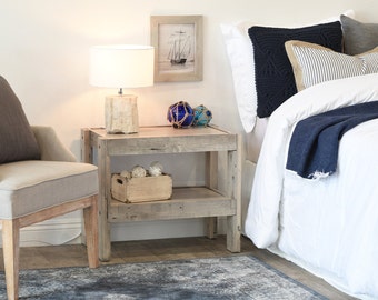 Rustic Gray Nightstand Coastal Beach House Side End Table - presEARTH - Driftwood