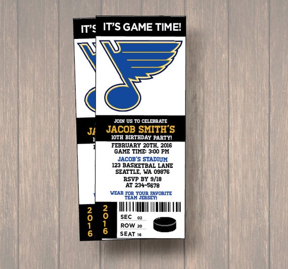 12 St. Louis Blues Birthday Invitation Hockey by Onthegoprints