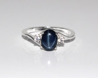 Genuine 2.7ct Blue Star Sapphire Ring Sterling by TSNjewelry