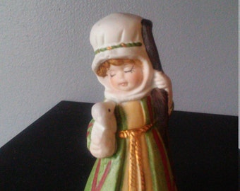 Vintage Jasco 1978 Bisque Shepherd Bell figurine