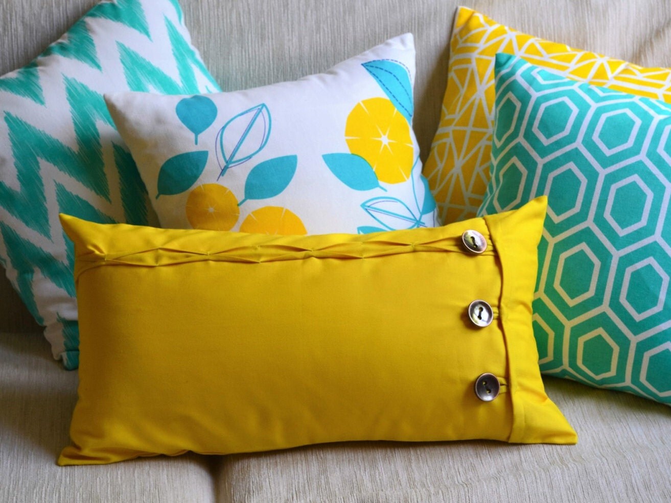 Mustard Yellow Oblong cushion cover / throw by ZahaaraSanctuary
