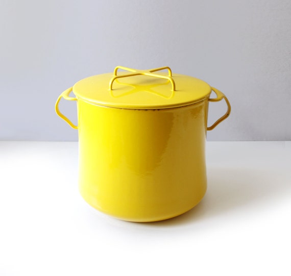 Large Dansk Kobenstyle Enamel Stock Pot with Lid Yellow Jens