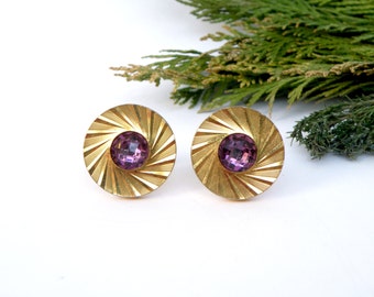 Gold cufflinks lavender purple crystal jewelry/for/men 20th anniversary gifts/for/men 6th anniversary gift/for/him father/of/the/groom gift