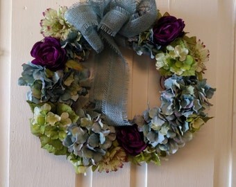 Front Door Spring Wreath, Summer Wreath, Hydrangea Wreath, Front Door Wreath, Front Door Decoration, Floral Wreath,Gift,Easter, Mother's Day