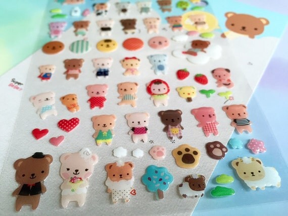 rainbow bear sticker baby bear mini teddy bear sticker cute