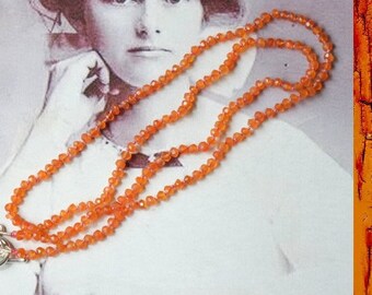 Beautiful knotted necklace from small faceted Sardine gemstones with sterling silver 925 lock (Sundance / Anthropology style jewelry)