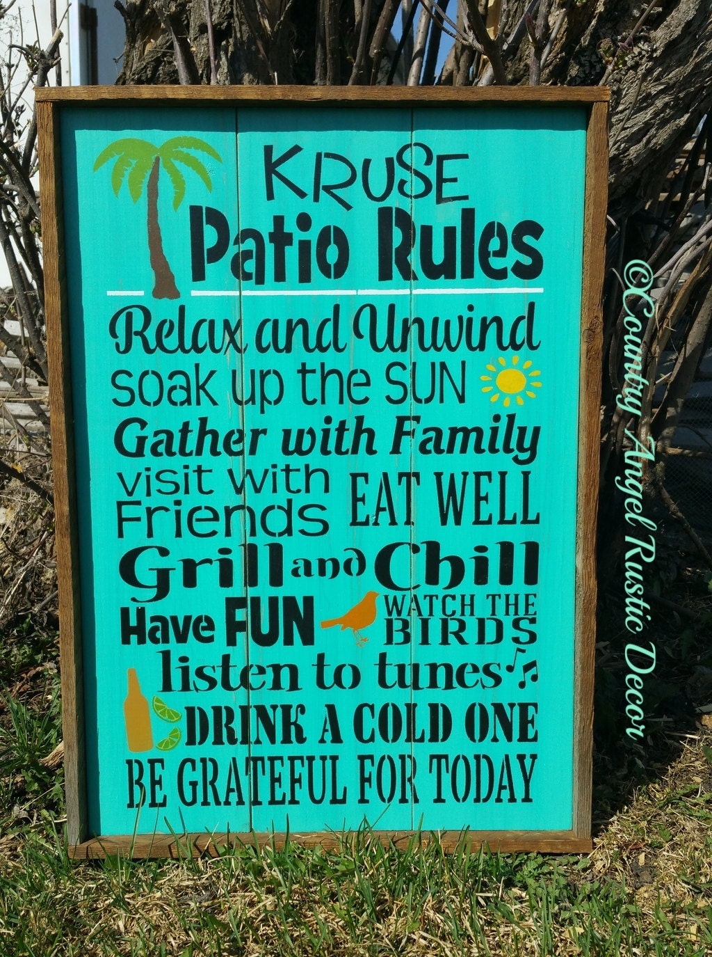 Patio Rules Personalized Rustic Patio wood sign