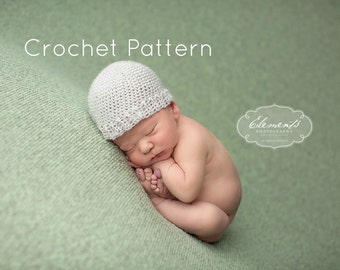 CROCHET PATTERN, Newborn Mohair Beanie Hat, Newborn Photo Prop, Baby Hat Crochet Pattern, Unisex Crochet Hat Pattern, Newborn Boy Girl Hat