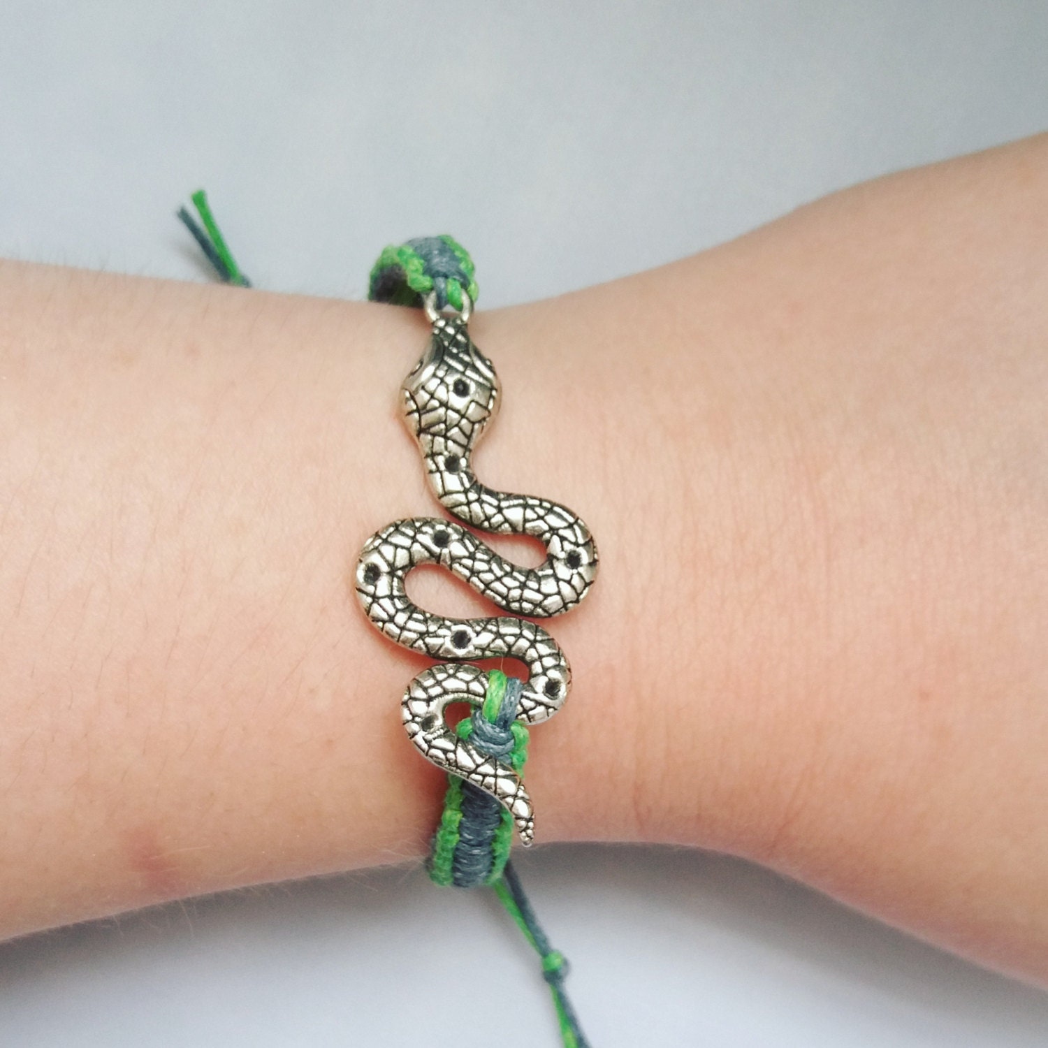 Slytherin Inspired Serpent Charm Bracelet