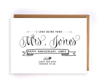 personalized name 1st anniversary paper, 1st anniversary cards for him, cute handmade greeting cards, anniversary gifts for her GC32