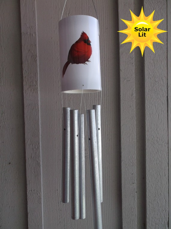 Cardinal Yard Art PVC Wind Chime with Solar Light