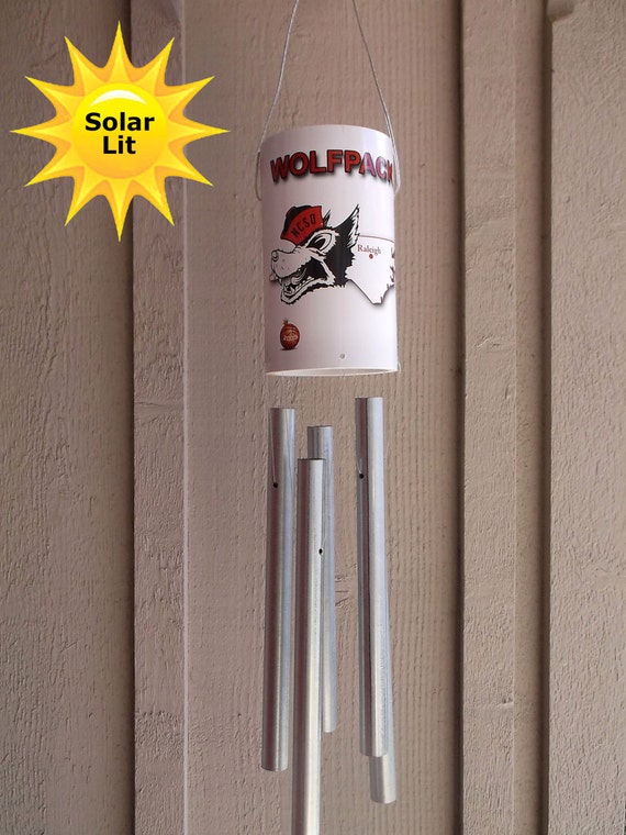 NC State Sports Memorabilia PVC Wind Chime with Solar Light