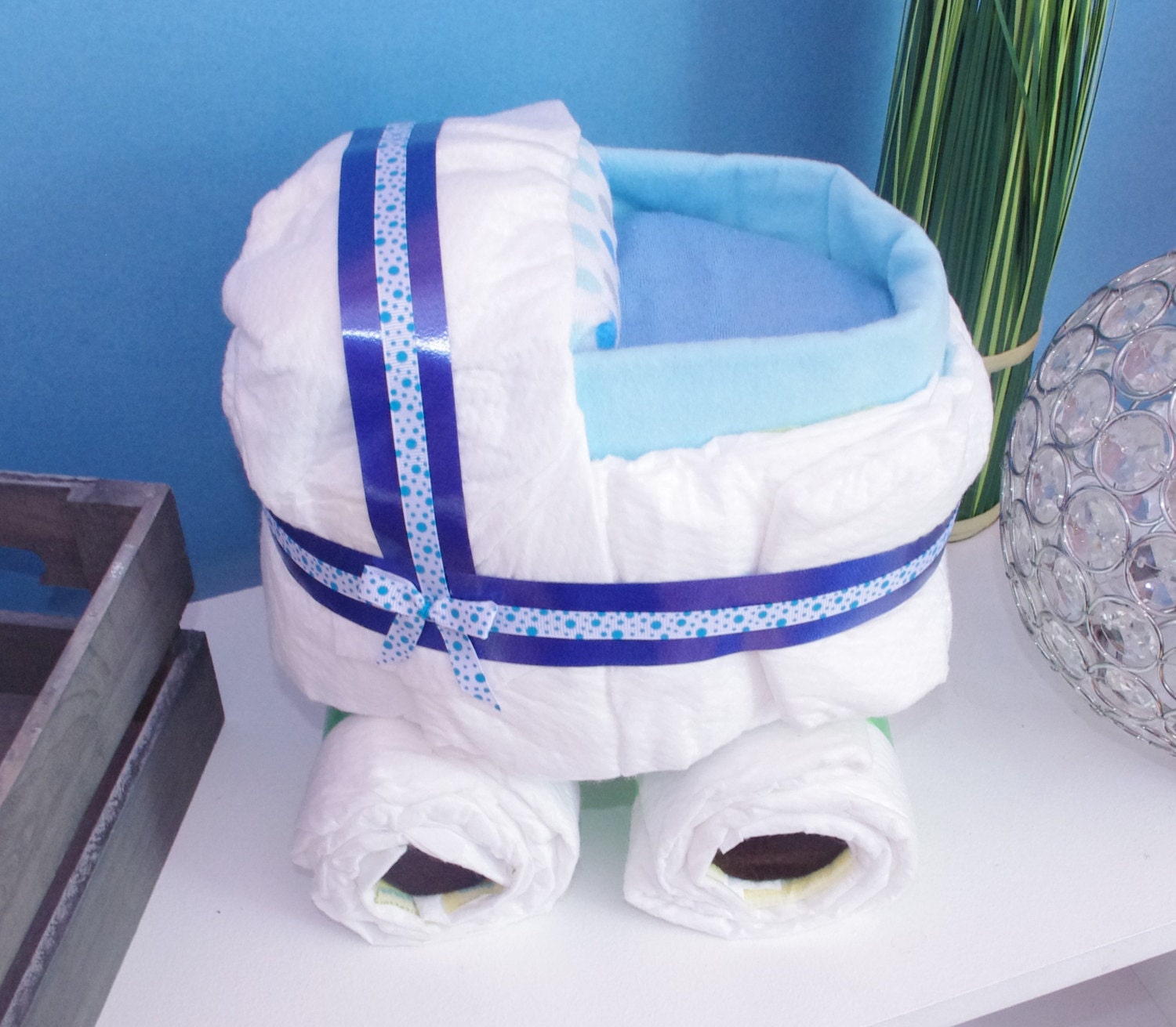 Blue stroller diaper cake diaper cake for baby boy baby