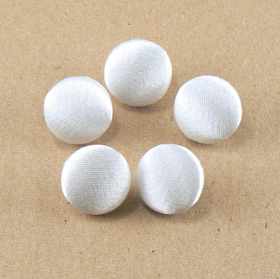 5 5/8" White Satin Fabric Buttons Fabric Covered Shank Buttons