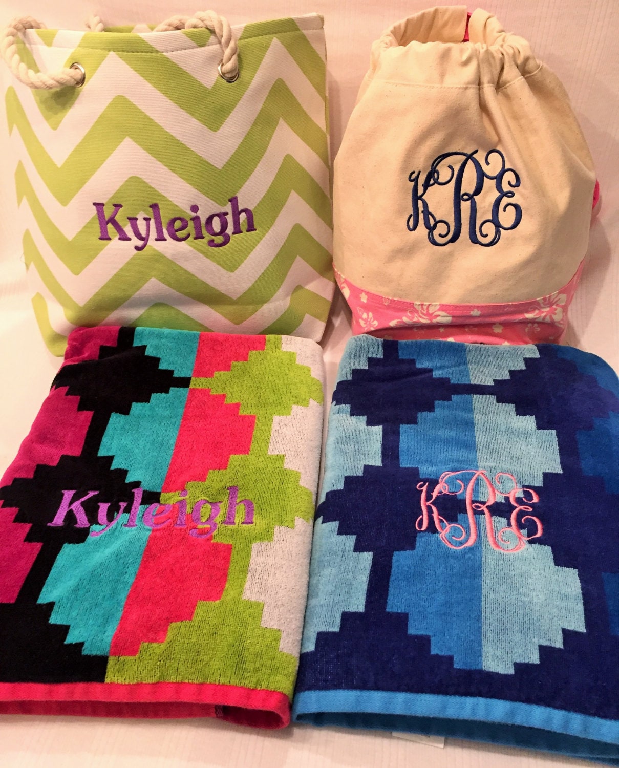 Monogrammed Beach Bag and Towel Set