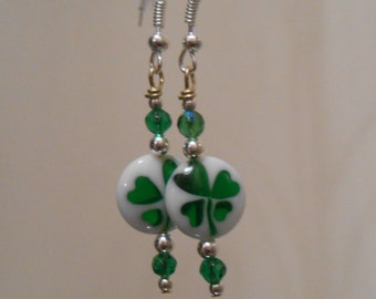 Translucent Shamrock Earrings Item No. 169 Perfect for St. Patrick's Day Four Leaf Clover Earrings