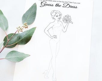 Bridal Shower Game - Unique Bridal Shower Game - Wedding Shower Game - Guess the Dress Printable Game - Instant Download