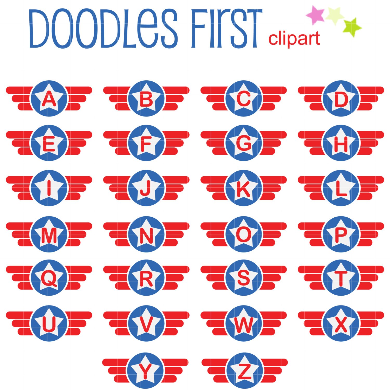 Pilot Badge Alphabet Clip Art for Scrapbooking Card Making